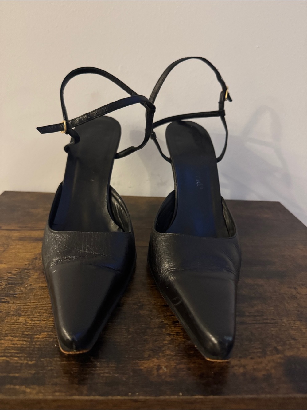 Charles David Black Pointed Toe Slingback Heels
